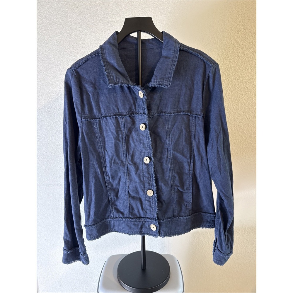 Boutique Charlie Paige Women's Eyelash Trim Jacket Navy Size L